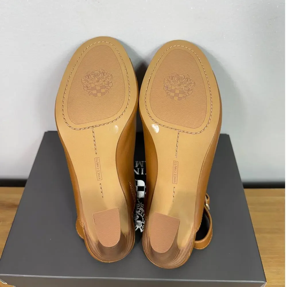 New Vince Camuto Landam Slingback Sandal in Brown Leather Women's Size 10